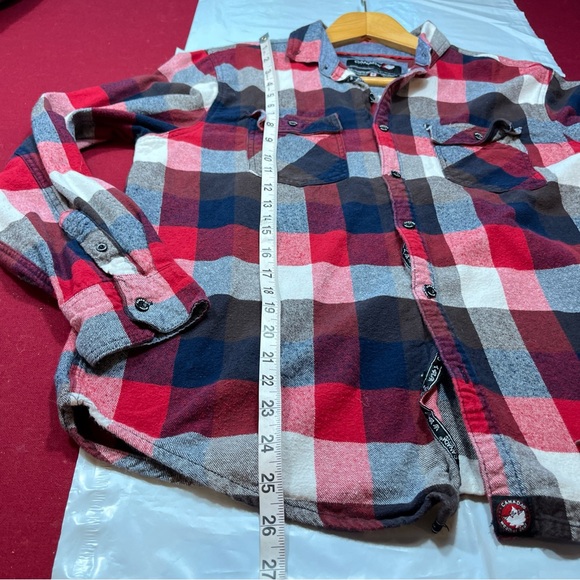 Canada Weather Gear FLANNEL SHIRT L Red Blue Buffalo Wide Plaid CHECKERED Button - Picture 10 of 15
